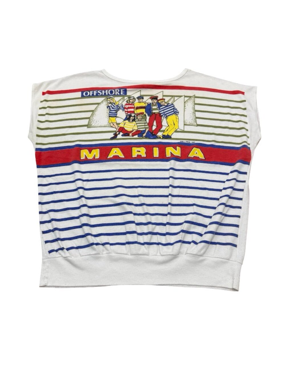Vintage 1987 Offshore Marina Jane Colby Striped Sweater Top Made USA